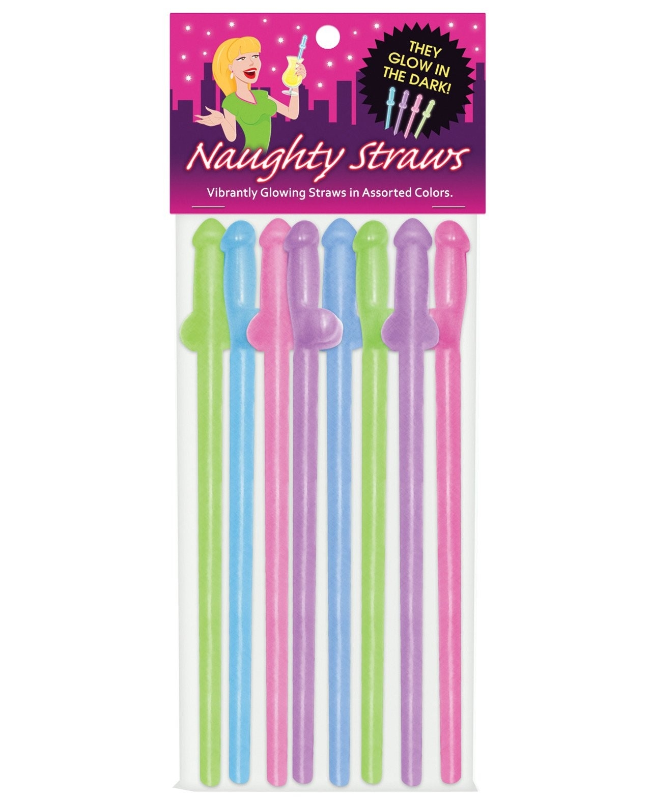 Rainbow Glowing Penis Straws